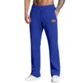 Men's Blue Casual Sweatpants with Leather Patch Loose Fit Comfortable Sports Trousers - S / Bottoms / Sapphire Blue
