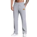 Men's casual loose grey sweatpants with drawstring waist and pocket for daily wear comfort. - Light Gray