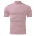 Heren Korte Mouw Col Trui T-Shirt Slim Fit Effen Kleur Casual Basis Ondergoed Top - Abrikoosrood