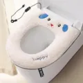 USB beheizter Toilettenstuhldeckel Winter Plüsch warme Auflage mit süßem Hunde-Bestickung. - Heizungsversion / Beige