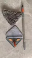 Adjustable triangle cleaning mop set with telescopic handle, chenille and microfiber pads for floor. - Triangle Telescopic Pole With 1 Chenille Pad And 1 Microfiber Cloth