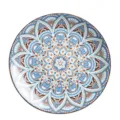Retro bohemian ceramic dinner plate blue mandala pattern elegant flat dish for kitchen dining table - 10" / Light Blue Star