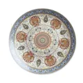 Bohemian style ceramic dinner plate detail showing intricate vintage retro mandala floral patterns. - 10" / Golden Full Bloom