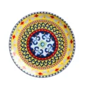 Retro bohemian ceramic dinner plate for home use, creative round tableware dish for pasta steak. - 10" / Yellow Iris