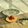 Böhmischer hoher Obstteller Keramik Kuchenteller Retro Desserttablett für Küchendekor - 8-Zoll-Fußtablett (20*10 cm) / Stil C
