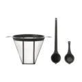 Set di filtri per caffè riutilizzabili e cucchiaio per macchina da caffè a cono imbuto utensile. - Nero
