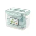 Tragbares Picknick-Geschirrset mit transparenter Aufbewahrungsbox für Camping und Outdoor. - Quadratische Box 65-teiliges Set / Grün