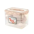 Tragbare Kunststoff-Picknickgeschirr Aufbewahrungsbox mit praktischem Griff fuer Camping - Quadratische Box 65-teiliges Set / Beige