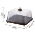 Support à gâteau rétro en bois avec couvercle transparent et touches dorées pour fêtes - Carré Moyen