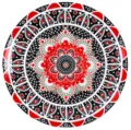 Retro bohemian ceramic dinner plate with colorful mandala pattern, ideal for steak and pasta. - 8 inch / Red Lotus
