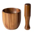 Holz Mörser und Stößel Set, natürliche Massivholz Knoblauchpresse Küchen Kräutermühle. - Akazienholz Stößel und Mörser
