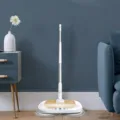 Wireless electric mop with dual spinning pads for effortless home floor cleaning and polishing. - Gold