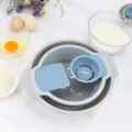 Handheld semi-automatic flour sifter kitchen baking tool set with filter mesh and mixing bowls. - Flour Sifter - Large / Nordic Blue - Bagged