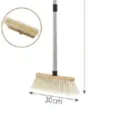 Wooden push broom with 30cm bamboo brush head and stainless steel handle for home floor cleaning - 703 Wooden Broom Head with Stainless Steel Pole