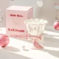 Pink ceramic bow ice cream cup, sweet dessert goblet bowl, cute home tableware. - 180ML / Pink