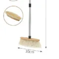 Long handle wooden broom with stainless steel telescopic pole and soft bristles for home floor. - 702 Wooden Broom Head with Stainless Steel Pole