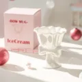 Ceramic bow ice cream cup dessert bowl high foot creative tableware with nice pink box - 180ML / White