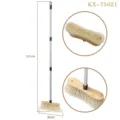 Long handle bamboo floor broom with soft bristles and adjustable stainless steel pole 121cm - 756 Wooden Broom Head with Stainless Steel Pole