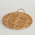 Runde Weide Rattan Serviertablett mit Griff für Snacks Obst Brot Haushalts Tischdekoration - Rund 30*30cm / Antikbronze