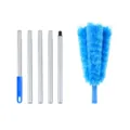 Plumero de microfibra azul con cinco varillas de extensión para una limpieza eficiente. - Poste de 5 secciones y cabezal de plumero multifuncional