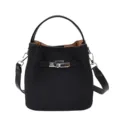 Bolso cubo negro trenzado con asa y bandolera, diseño elegante para el uso diario y el trabajo. - Negro