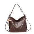 Bolso tote retro marrón de mujer, gran capacidad bolso de hombro de cuero suave. - Bolsa Individual / Café