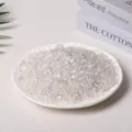 Natural white crystal quartz gravel crushed stones displayed on a white ceramic plate. - Ordinary White Crystal / 5-7mm (100g)