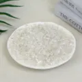 Natural clear crystal crushed stones in a white ceramic plate for aromatherapy decor - Premium White Crystal / 7-9mm (100g)