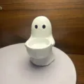 Cute white ghost resin figurine holding a decorative bowl for Halloween home desktop decor - Ghost Candlestick