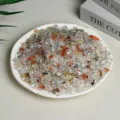 Natural mixed crystal crushed stones in white plate for healing and aromatherapy decor - Multicolor Crystal / 7-9mm (100g)
