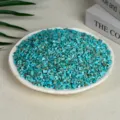 Natural blue crushed turquoise crystal stones displayed on a white bowl for aromatherapy decoration - Turquoise / 3-5mm (100g)