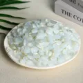 Smooth natural polished opalite tumbled stones in white round plate for home decoration - Opal / 9-12mm (100g)
