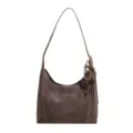 Bolso de hombro marrón oscuro vintage para mujer, bolso hobo informal con dijes elegantes. - Bolsa Individual / Café