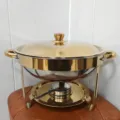 Goldener Edelstahl Chafing Dish Buffetwärmer Detailansicht für professionelle Küche. - 5l / Gold