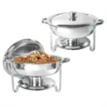 Runder Edelstahl Buffet Warmhaltebecken Speisenwärmer für Hotel und Restaurant. - 5l / Naturfarben
