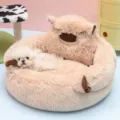 Plush warm pet bed winter thickened cozy sofa semi-enclosed cute animal design for cats dogs - 50*50cm / Warm Alpaca