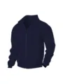 Men's Dark Blue Mock Neck Full-Zip Casual Jacket Autumn Winter Thick Thermal Outerwear - Navy Blue