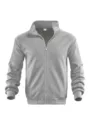 Freizeittaugliche graue Herren-Stehkragenjacke mit durchgehendem Reißverschluss. - S / Oberteile / Grau