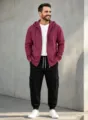 Herren Casual Trainingsanzug Set mit Kapuzenpullover, weißem T-Shirt und schwarzen Jogginghosen. - S / Oberteil und Unterteil / Rot