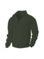 Dunkelgrüne Strickjacke mit Stehkragen, durchgehendem Reißverschluss und Rippbündchen. - S / Oberteile / Grün