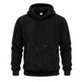 Schwarzer Teddy Fleece Kapuzenpullover für Herren mit Struktur, Kängurutasche und Kordel. - S / Oberteile / Schwarz