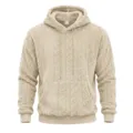 Herren Einfarbig Sherpa Fleece Kapuzenpullover Winter Casual Zopfmuster Hoodie Pullover - S / Oberteile / Khaki