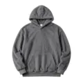 Detailansicht Herren weicher Korallenfleece Kapuzenpullover Plüsch Winter Oberteil. - S / Oberteile / Dunkelgrau