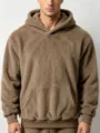 Herren Winter Plüsch Fleece Kapuzenpullover, weicher doppelseitiger kuscheliger Hoodie. - S / Oberteile / Camel