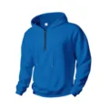 Felpa con cappuccio uomo mezza zip in tessuto waffle manica lunga sportiva autunno. - Blu