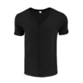 T-shirt cardigan con bottoni collo a V maniche corte nero da uomo stile estivo - Taglia S / Nero