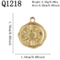 Goldener Sonnenanhänger aus Edelstahl für DIY-Schmuck, 1,54 cm runder Charm-Anhänger - Sonnenstrahl Runder Stil (Q1218)