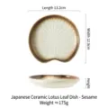 Minimalist Japanese lotus leaf ceramic snack plate featuring a unique sesame glaze finish - 5 Inch / Sesame