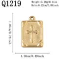 Goldener Kreuzanhänger aus Edelstahl mit Maßen für die DIY-Schmuckherstellung - Kreuzgitter Rechteckiger Stil (Q1219)