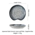 Premium royal blue Japanese-style ceramic lotus leaf snack dish, 13.2x12.3x2cm size - 5 Inch / Sapphire Blue